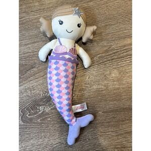 Linzy MERMAID 15in Plush Doll Light Pigtails Star Pink Purple Scales  Seashell‎